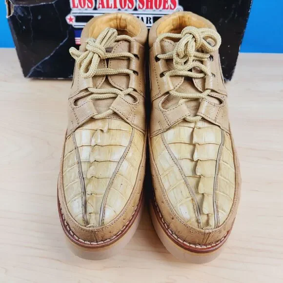 Los Altos Mens Size 7.5 Exotic Shoes Oryx Caiman Crocodile Ostrich‎ Ankle Boots